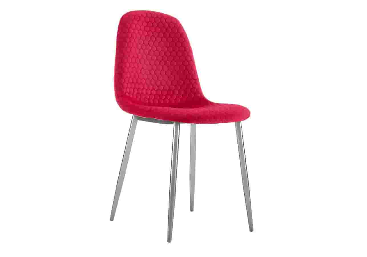 Chaise chromé velours fuchsia ALMA (lot de 4) - DEKOFLIX