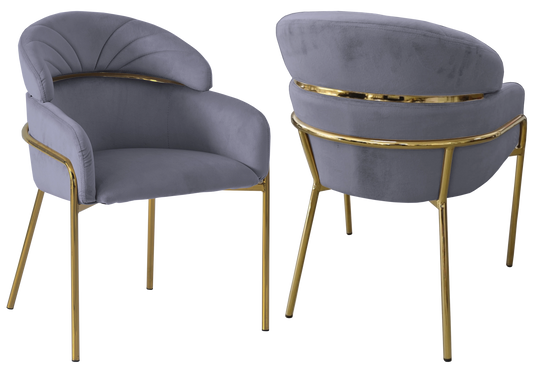 Chaise design velours gris pieds dorés – NOAM