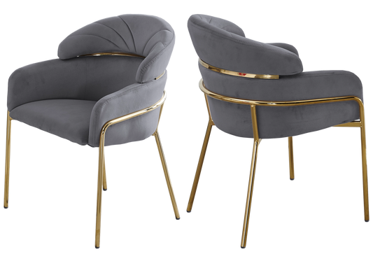 Chaise design velours gris pieds dorés – NOAM