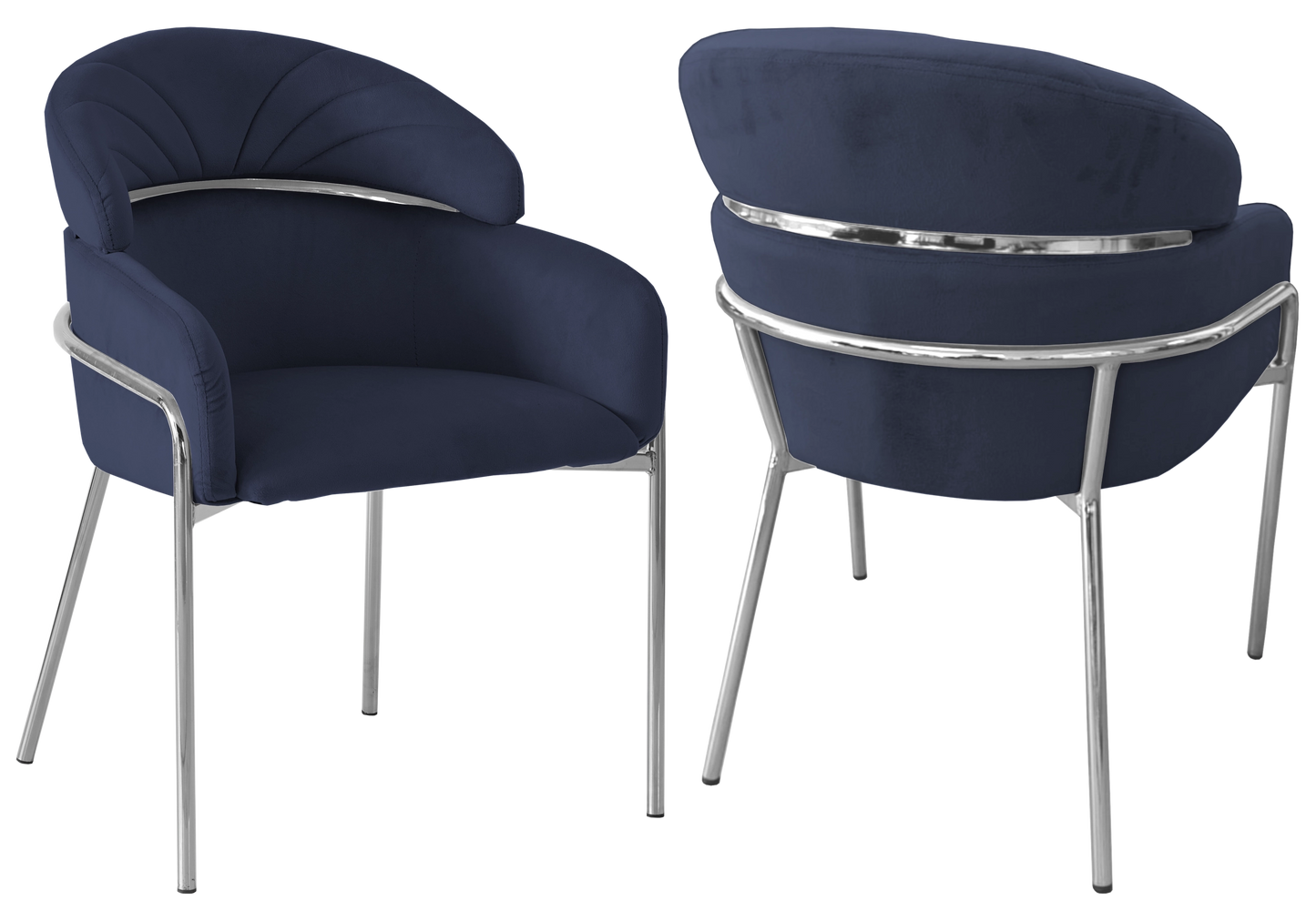 Chaise design velours noir pieds chromés – NOAM