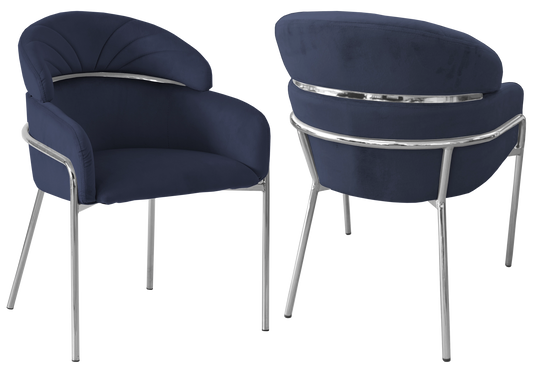 Chaise design velours noir pieds chromés – NOAM