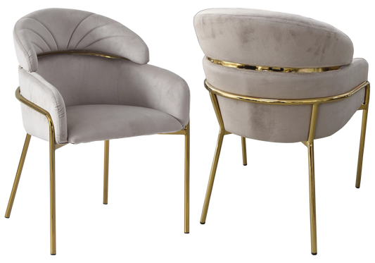 Chaise design velours taupe pieds dorés – NOAM