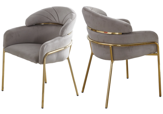Chaise design velours taupe pieds dorés – NOAM