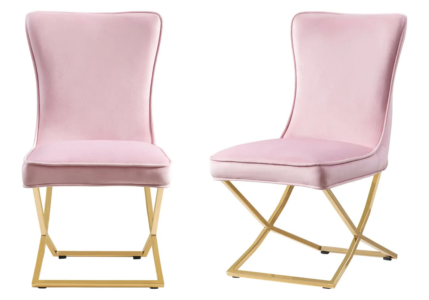 Chaise dorée capitonnée rose pâle ENZO (Lot de 2) New Design