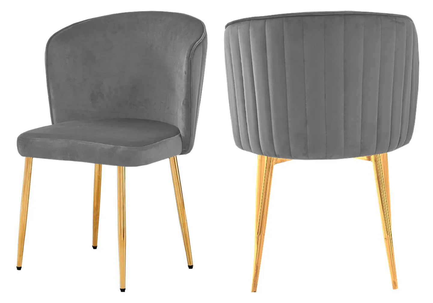 Chaise dorée velours anthracite DIVA (Lot de 4) New Design
