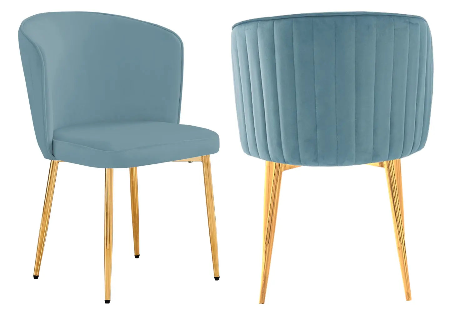 Chaise dorée velours bleu DIVA (Lot de 4) New Design