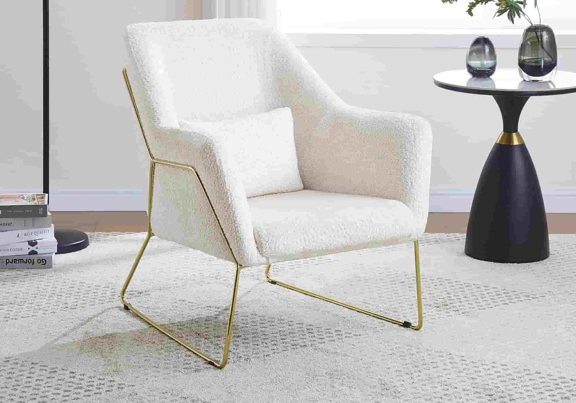 Chaise fauteuil dorées velours beige FİTİA - DEKOFLIX