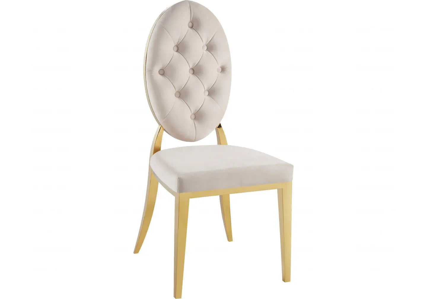 Chaise médaillon capitonnée dorée beige NEO New Design