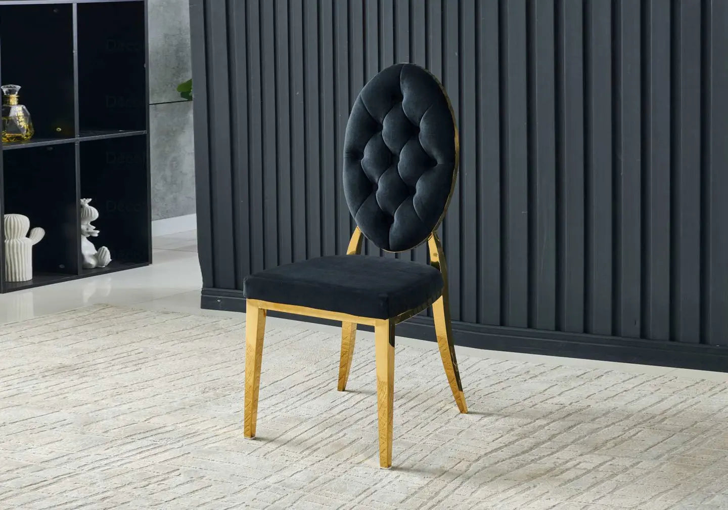 Chaise médaillon capitonnée dorée noir NEO New Design