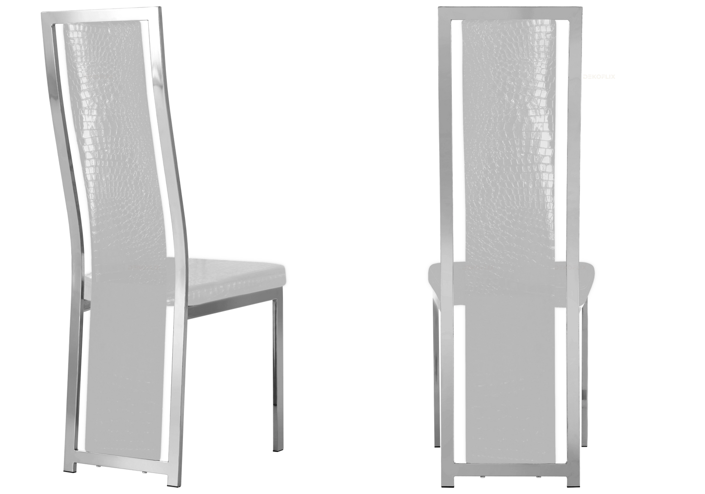 Chaise argentée croco blanc baroque – Dia x6
