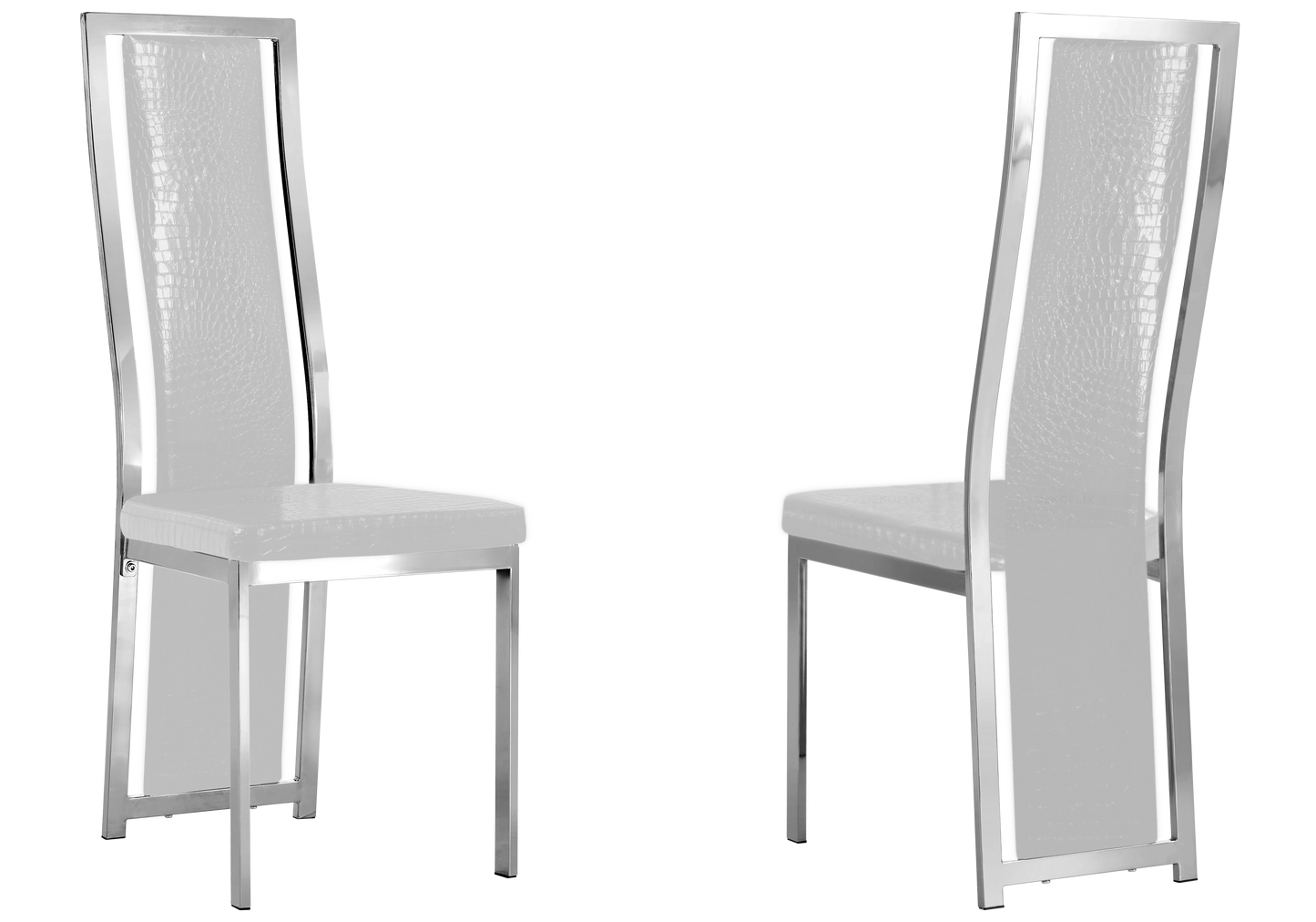 Table marbre blanc et 6 chaises croco argent – Jessy