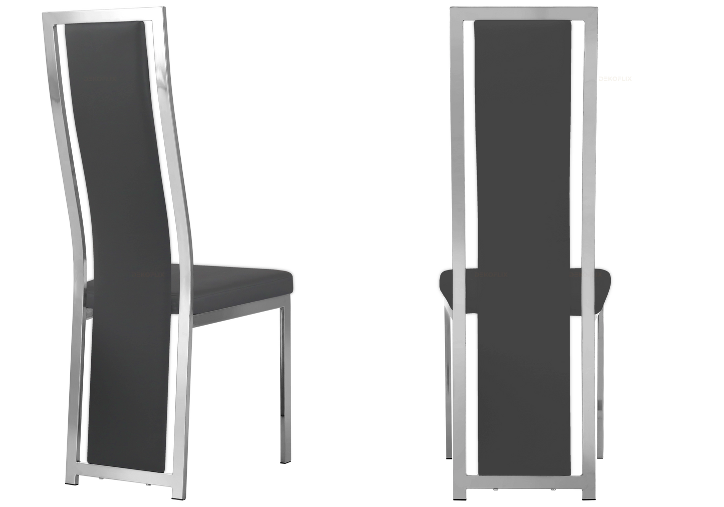 Chaise argentée simili gris moderne – Dia x6