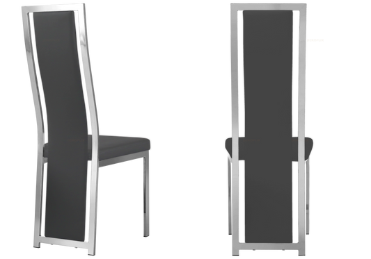 Chaise argentée simili gris moderne – Dia x6