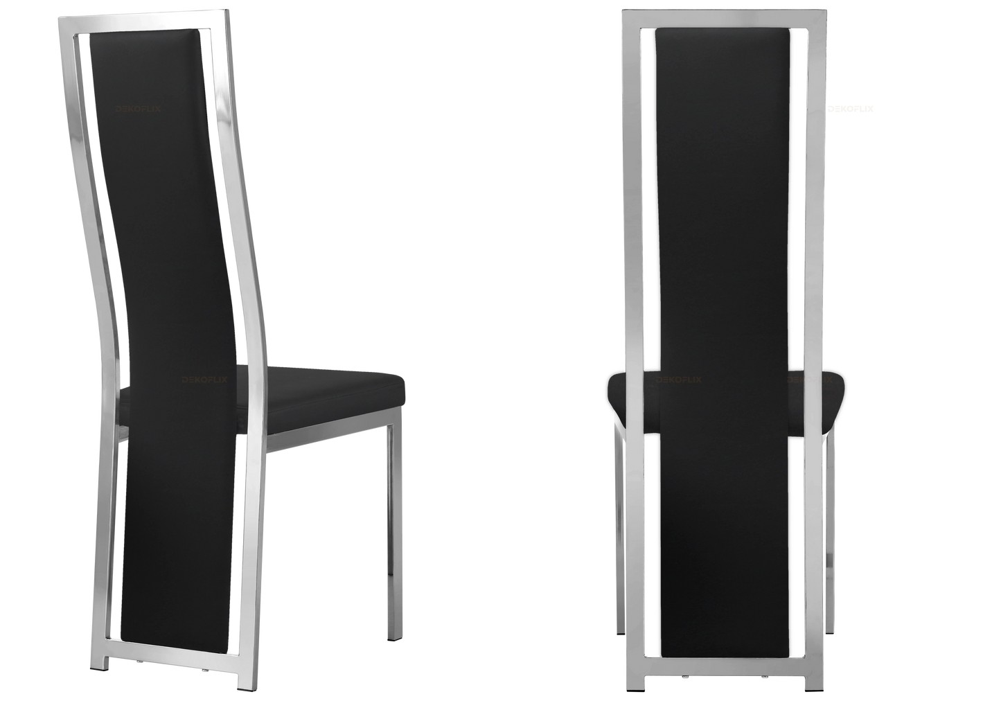 Chaise argentée simili noir moderne – Dia x6