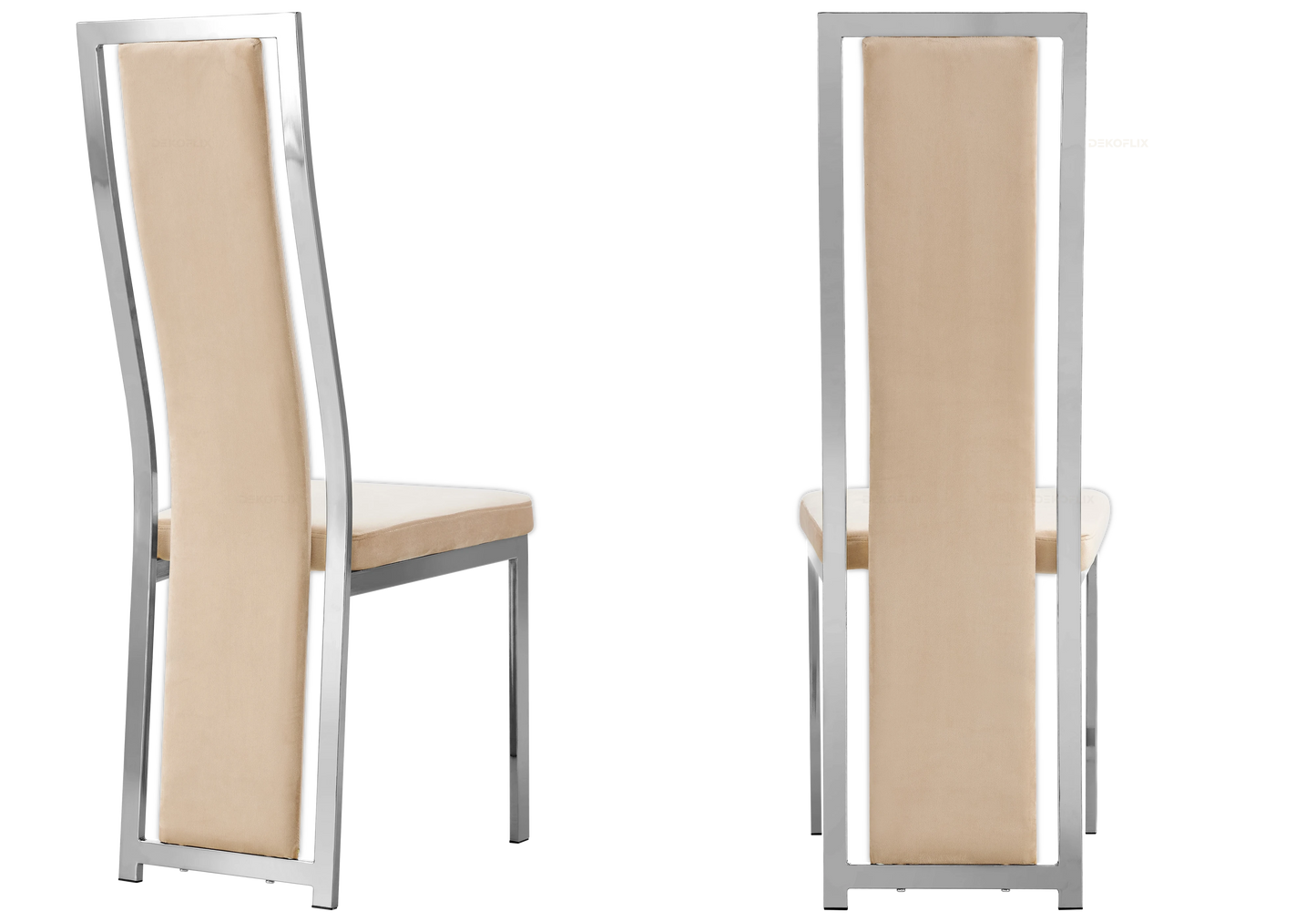 Chaise argentée velours beige design – Dia x6