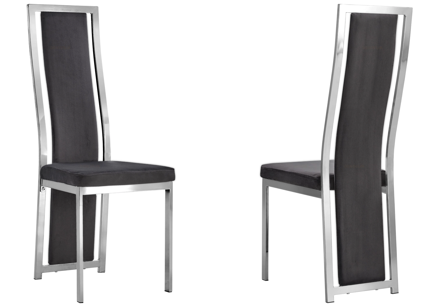 Chaise argentée velours gris design – Dia x6