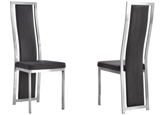 Chaise argentée velours gris design – Dia x6