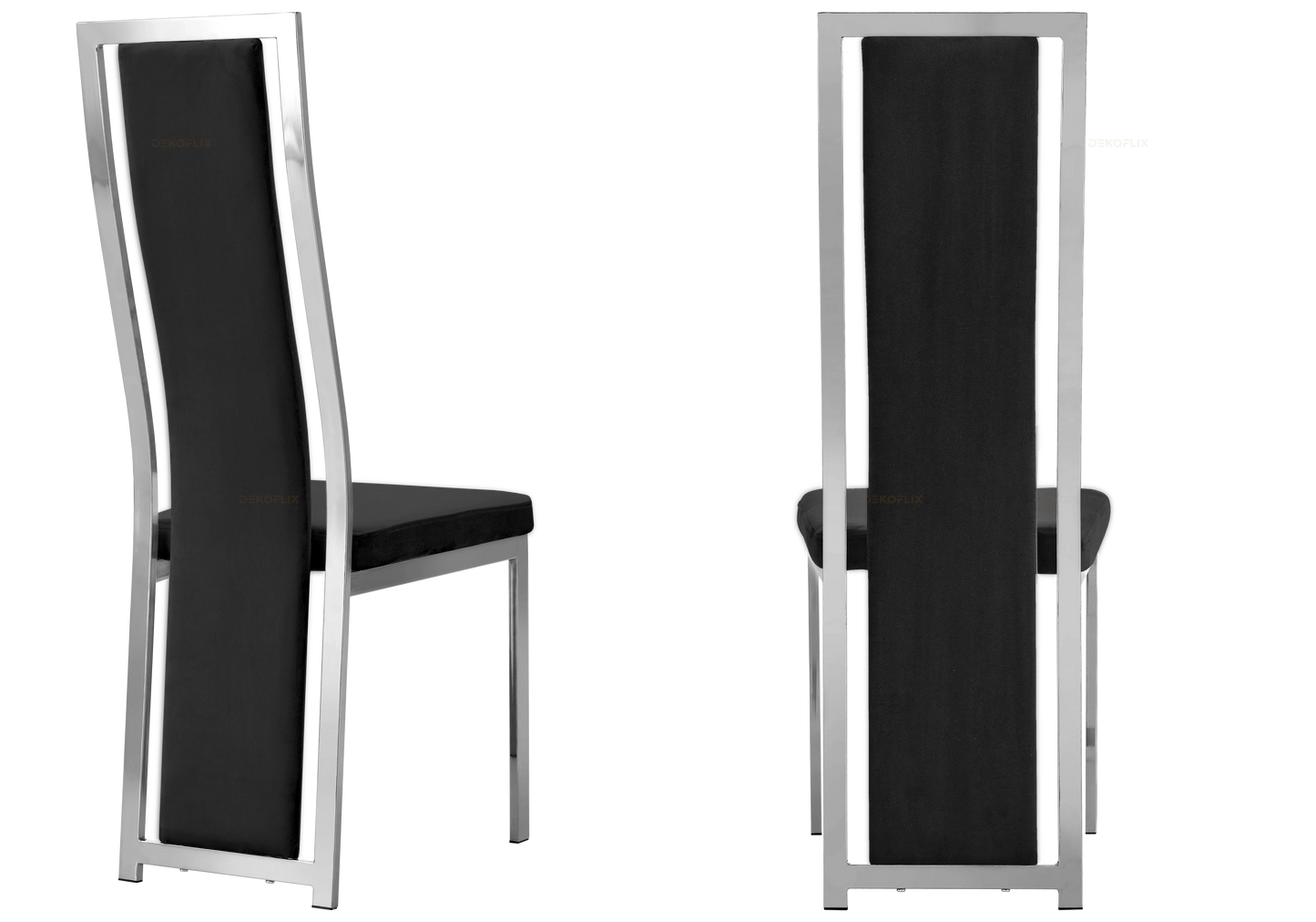 Chaise argentée velours noir design – Dia x6
