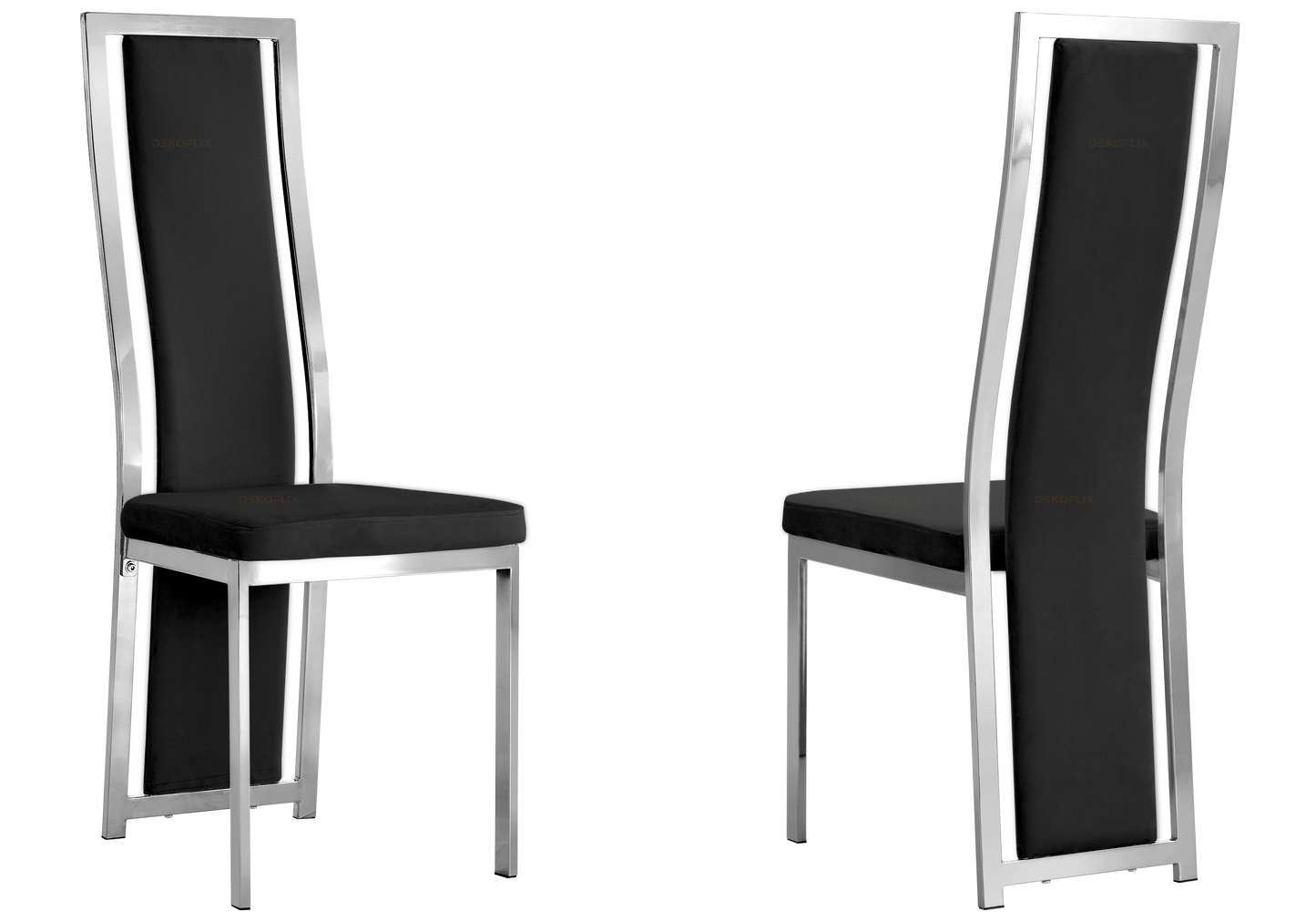 Chaise argentée velours noir design – Dia x6