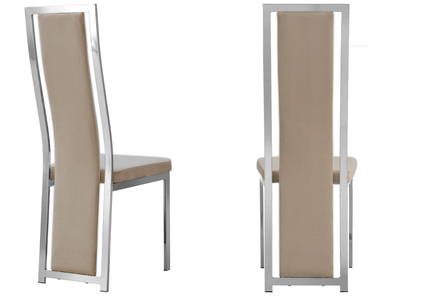 Chaise argentée velours taupe design – Dia x6