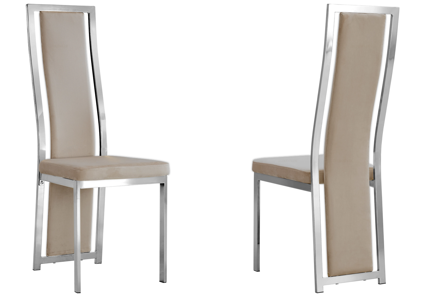 Table marbre blanc et 6 chaises velours argent – Jessy