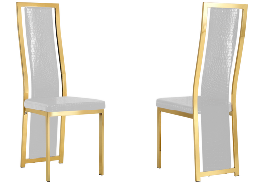 Chaise dorée croco blanc baroque – Dia x6