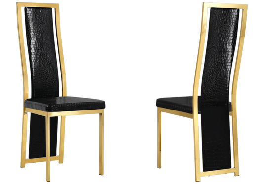 Chaise dorée croco noir baroque – Dia x6