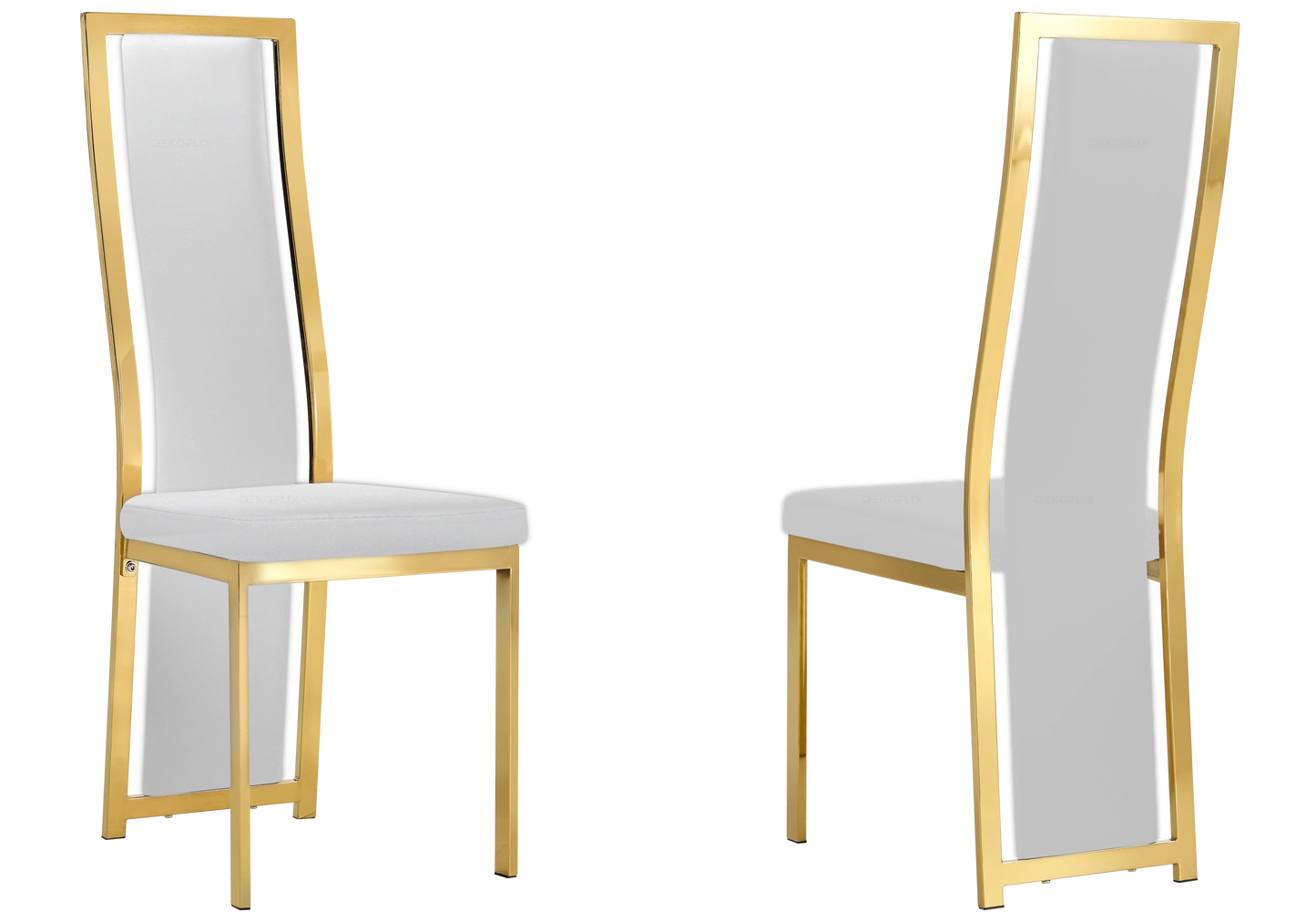 Chaise dorée simili blanc moderne – Dia x6