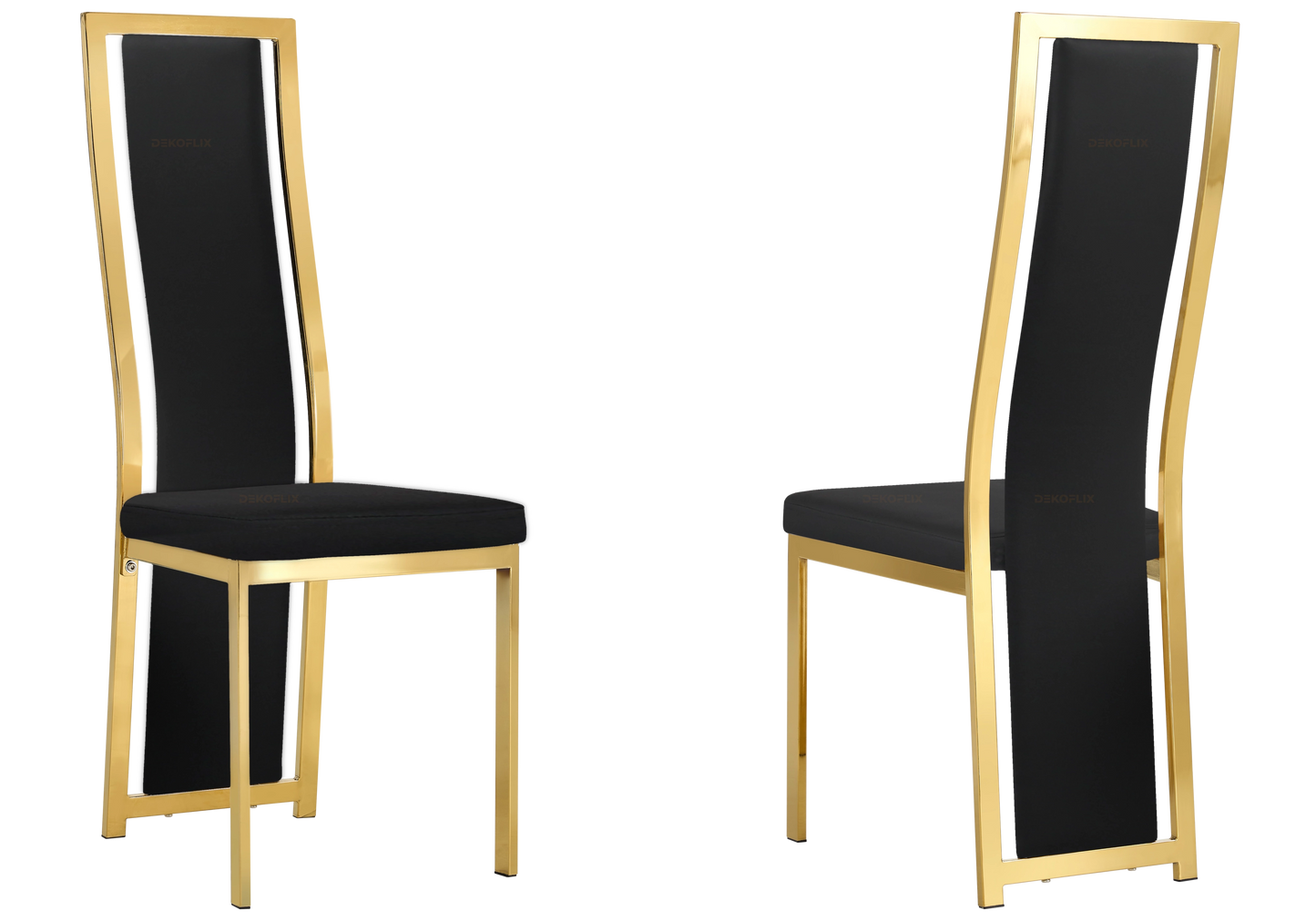 Chaise dorée simili noir moderne – Dia x6