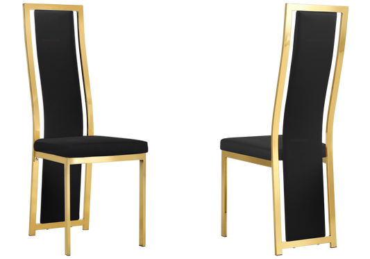 Chaise dorée simili noir moderne – Dia x6