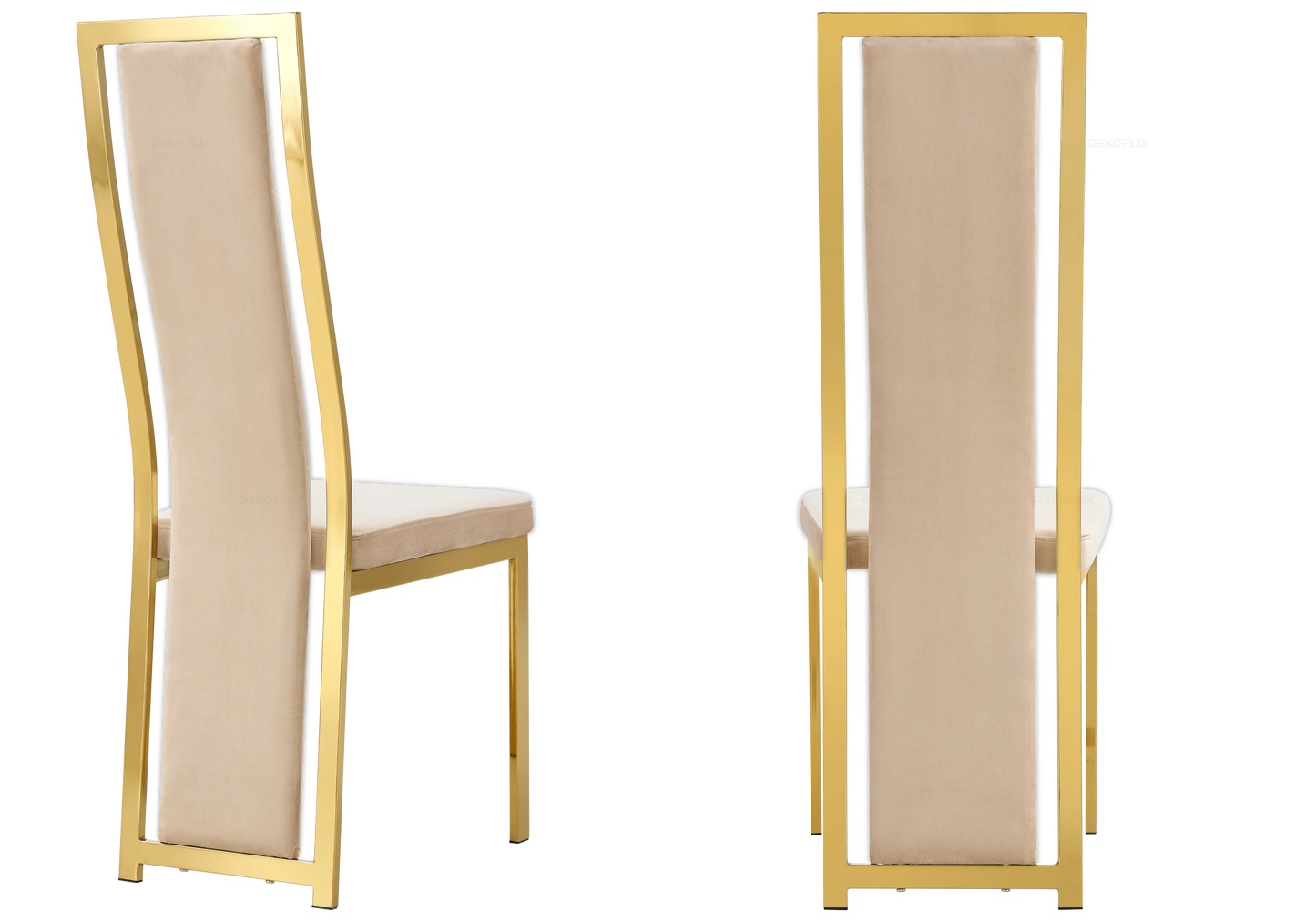 Chaise dorée velours beige design – Dia x6