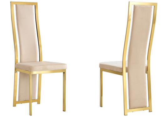 Chaise dorée velours beige design – Dia x6
