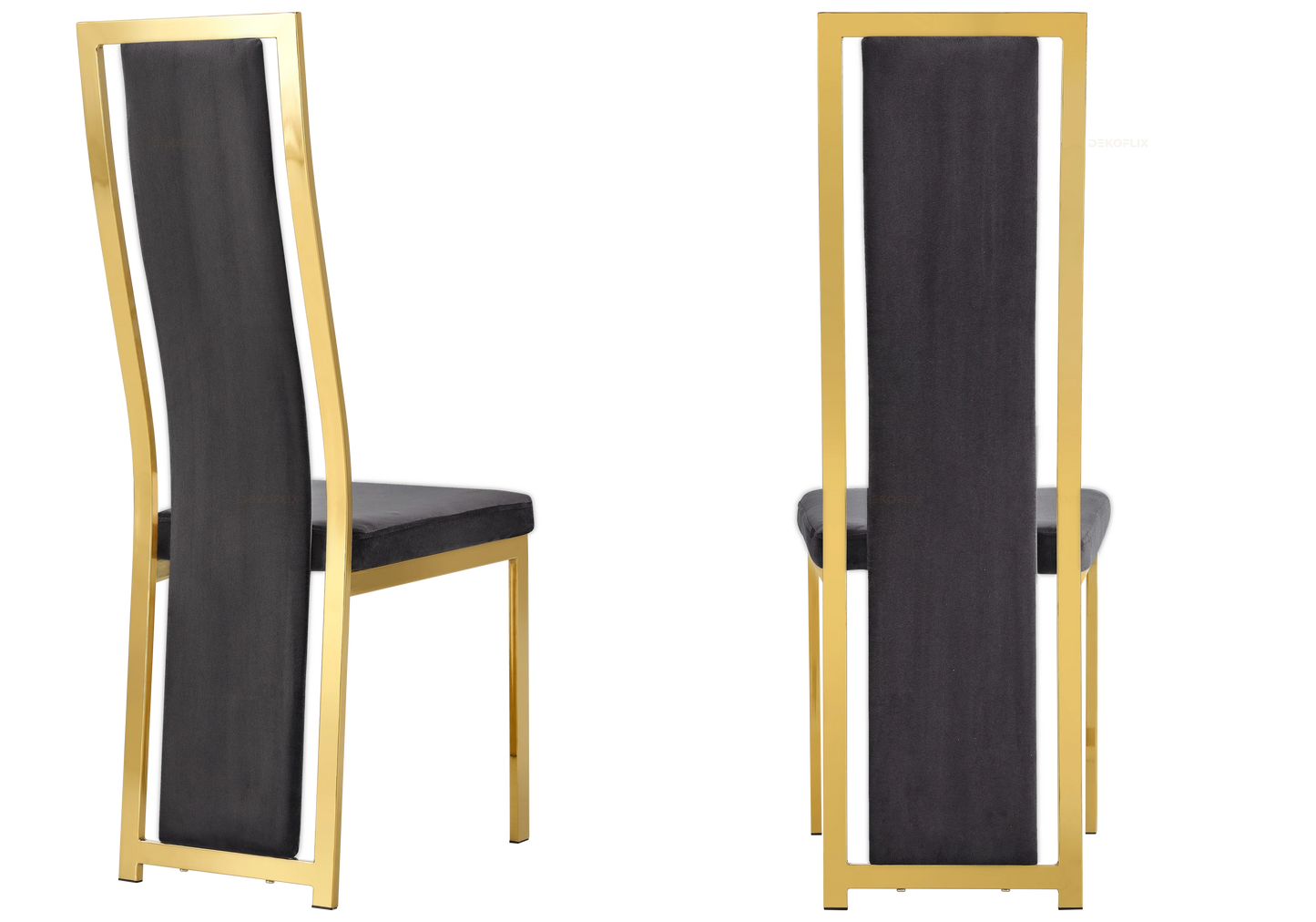 Chaise dorée velours gris design – Dia x6