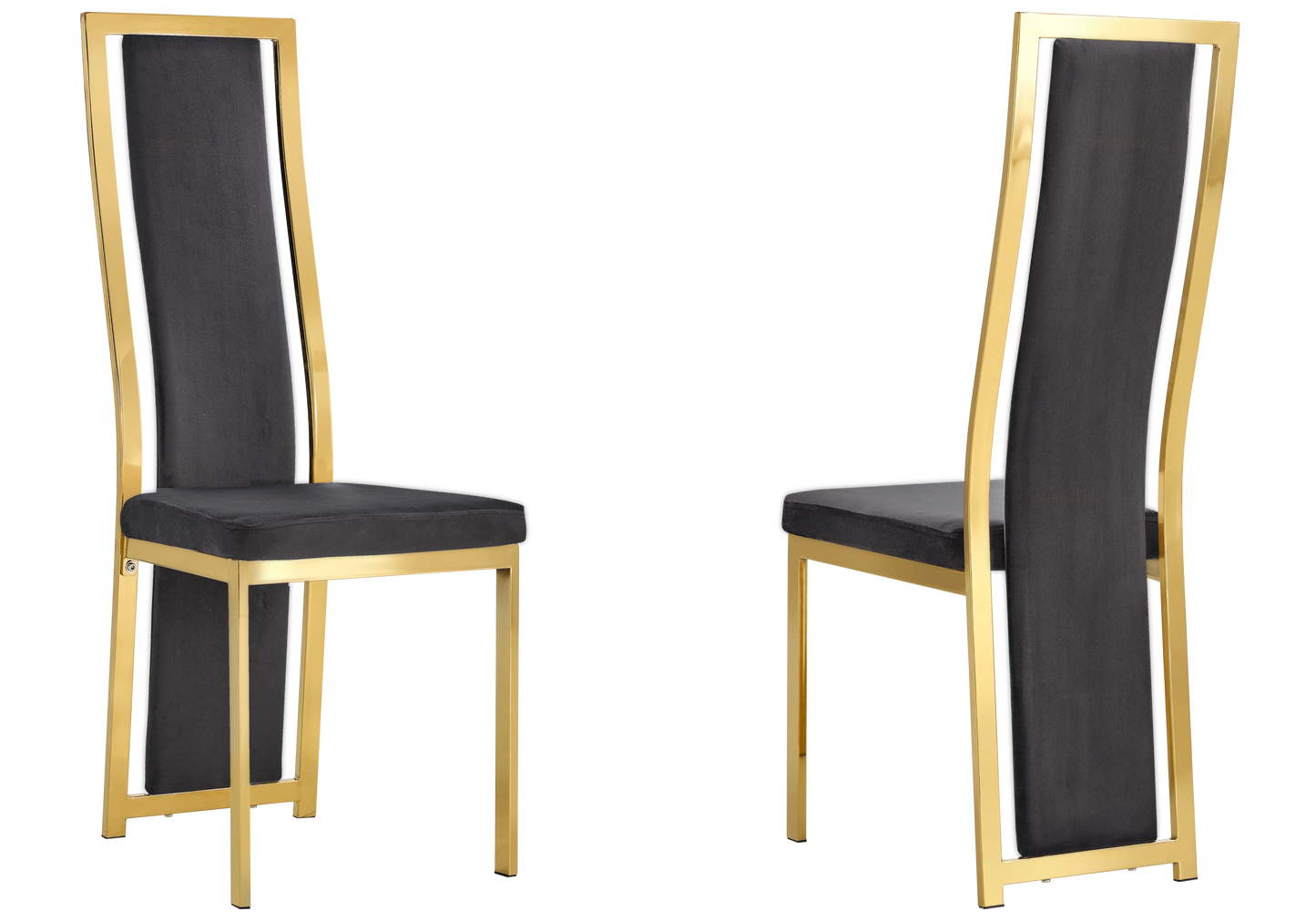 Table marbre blanc et 6 chaises velours doré – Jessy