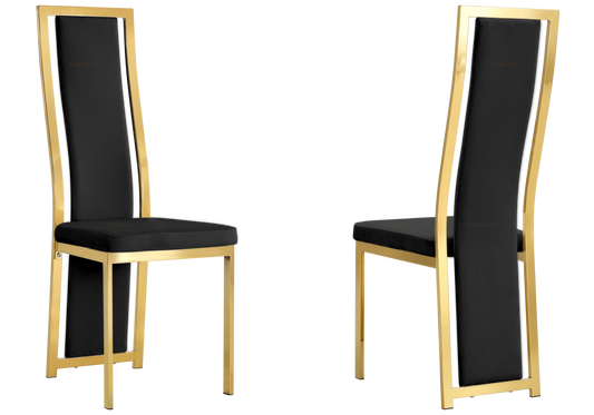 Chaise dorée velours noir design – Dia x6
