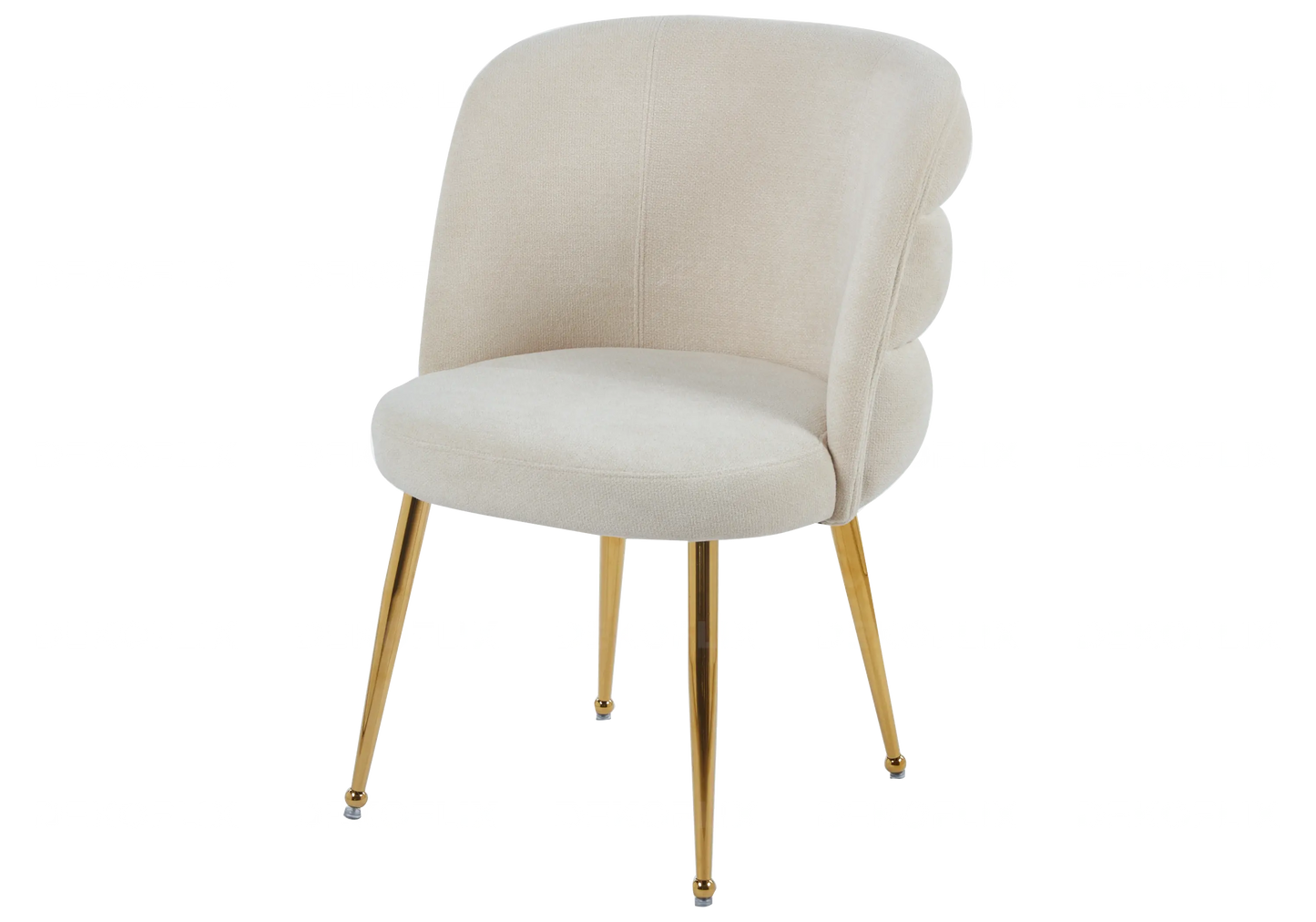 Chaise pied doré assise ecru tissu effet lin LIZA New Design