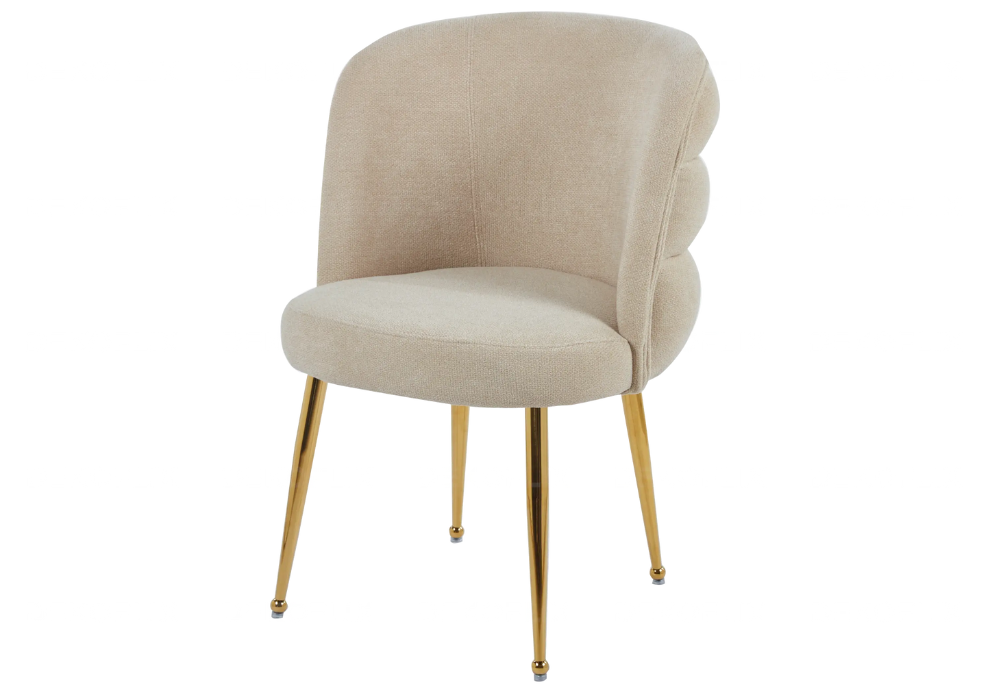 Chaise pied doré moka tissu effet lin LIZA New Design