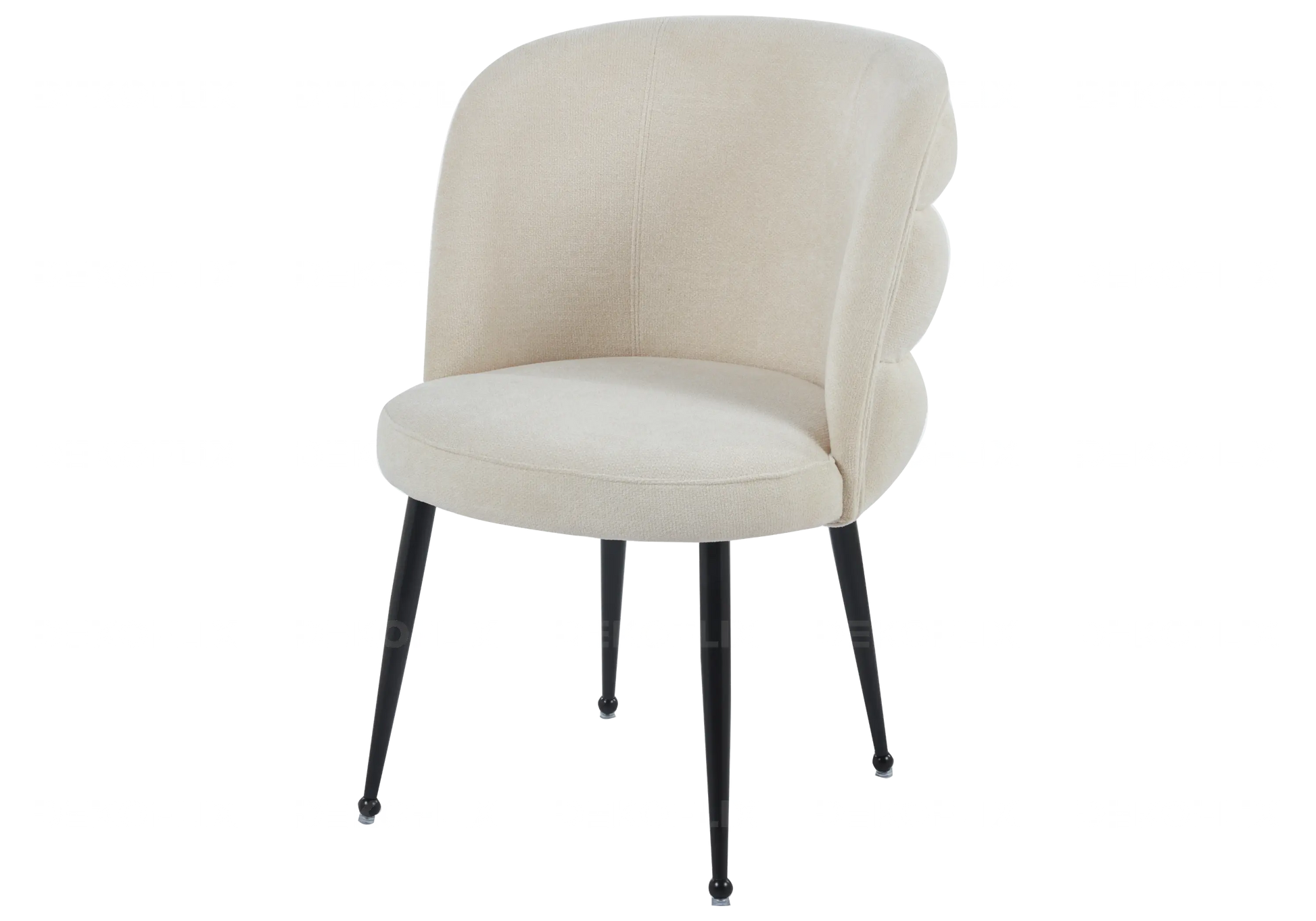 Chaise pied noir ecru tissu effet lin LIZA New Design