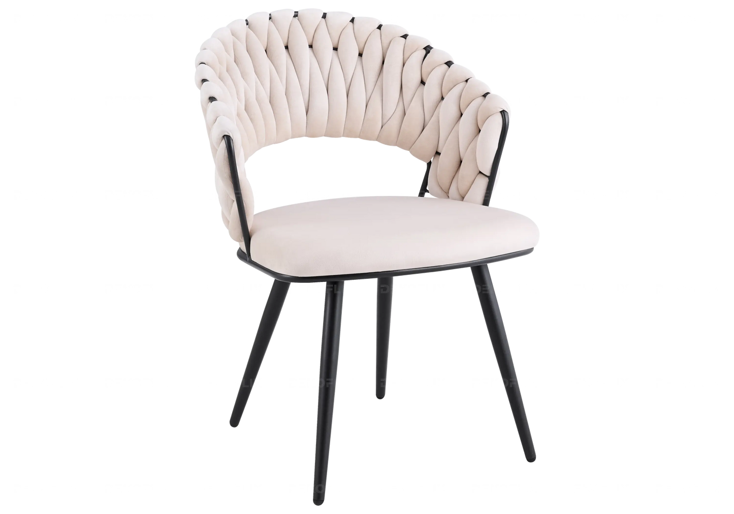 Chaise pied noir velours beige design LERY New Design