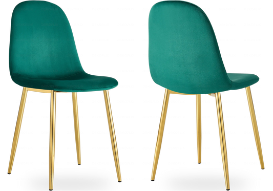 Chaise scandinave velours vert doré LOA - Lot de 6 New Design