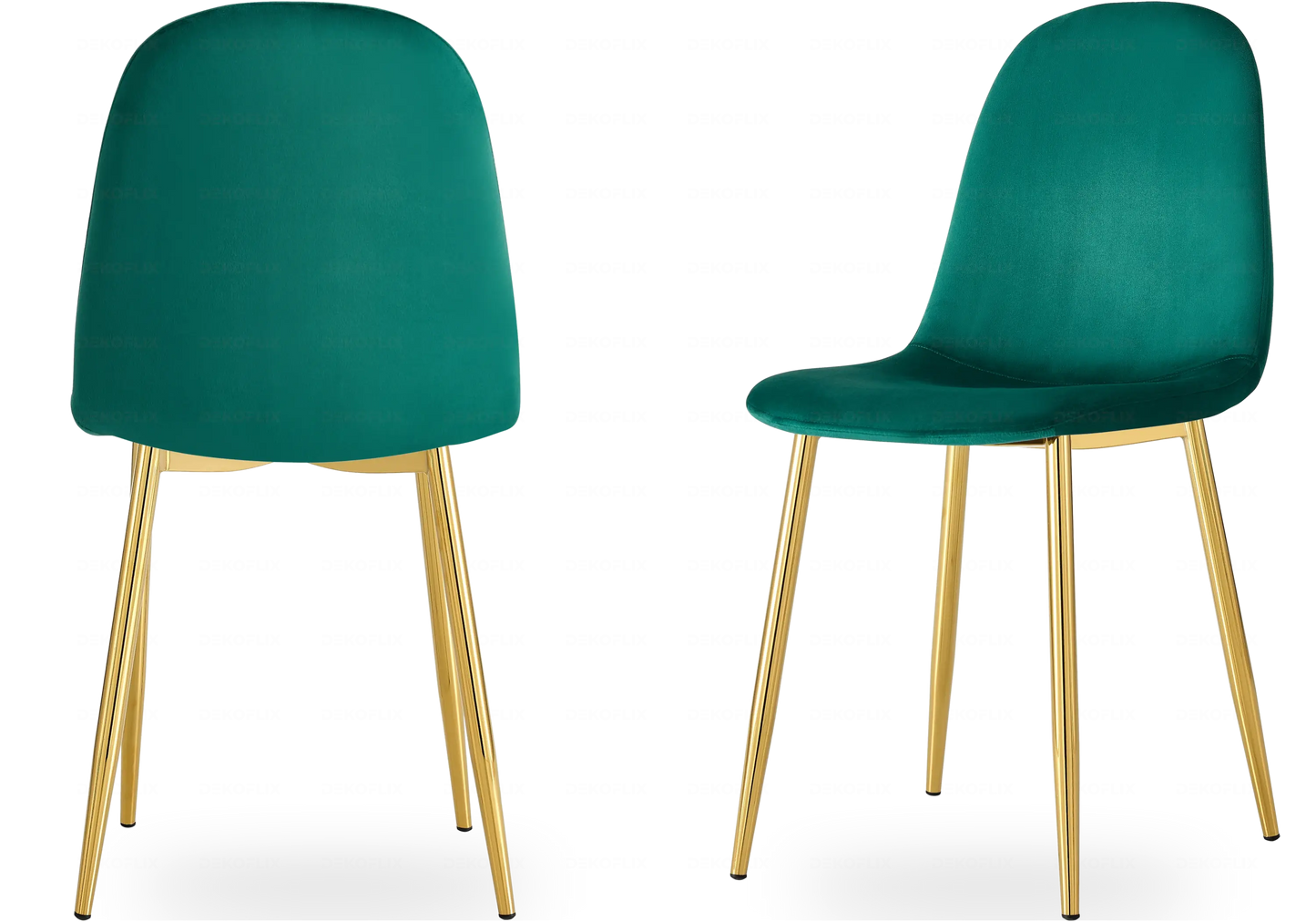 Chaise scandinave velours vert doré LOA - Lot de 6 New Design