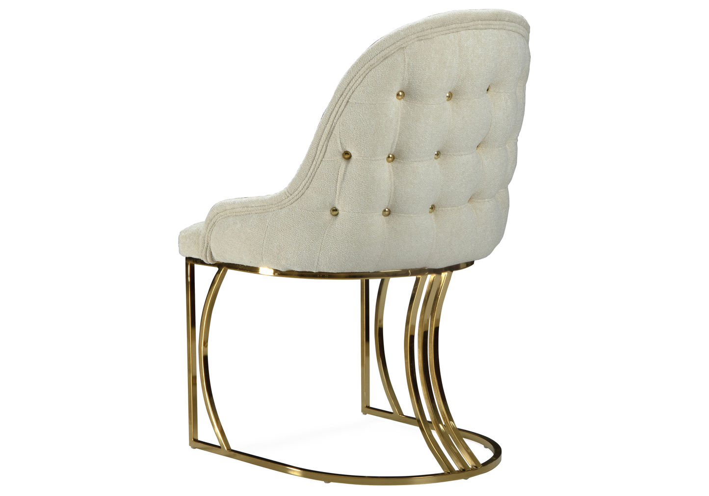 Chaise Salle à Manger Capitonné Doré Beige SARA - Lot de 2