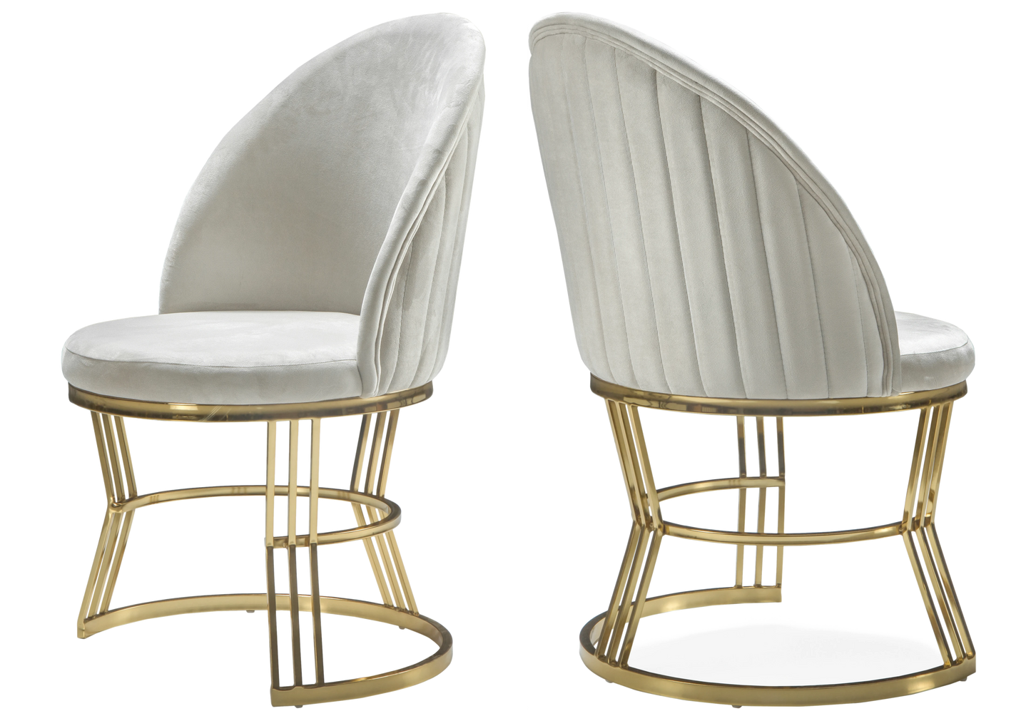 Chaise Salle à Manger Velours Beige Doré CARIS - Lot de 2