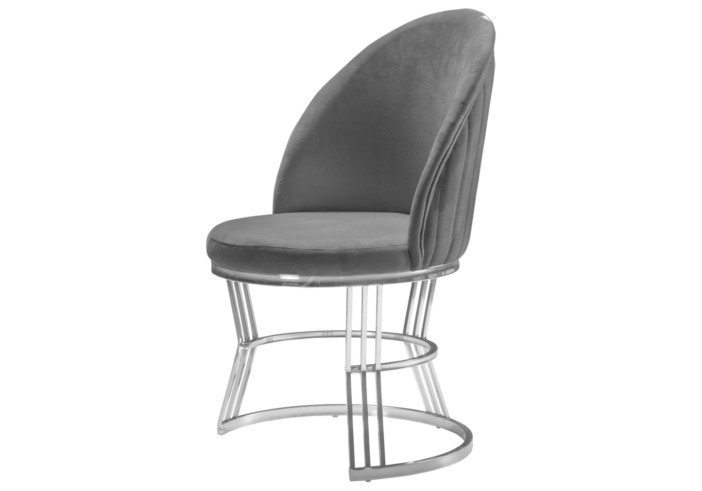 Chaise Salle Manger Design Velours Gris Argent CARIS - Lot de 2