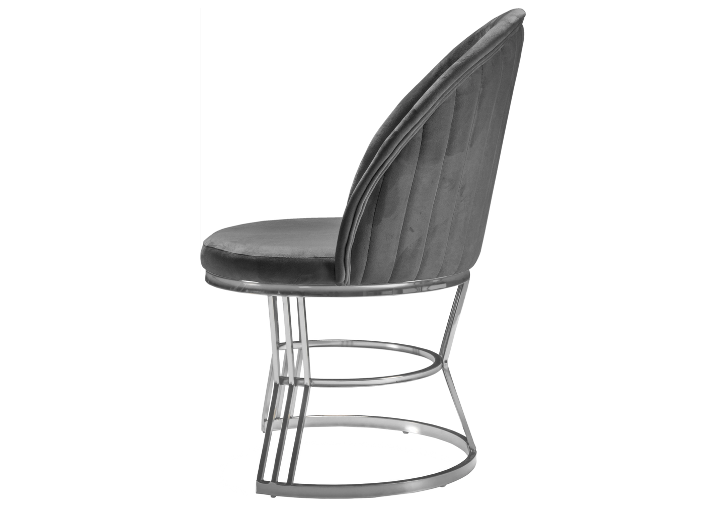 Chaise Salle Manger Design Velours Gris Argent CARIS - Lot de 2