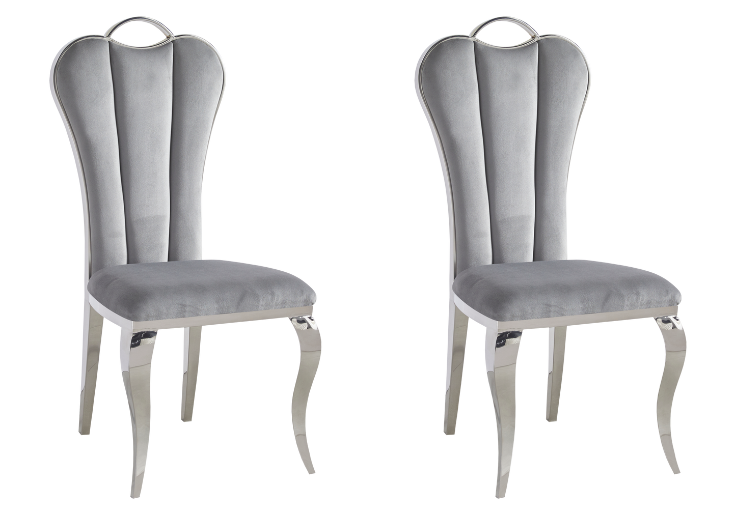 Chaise baroque moderne argentée et velours - Diana x4