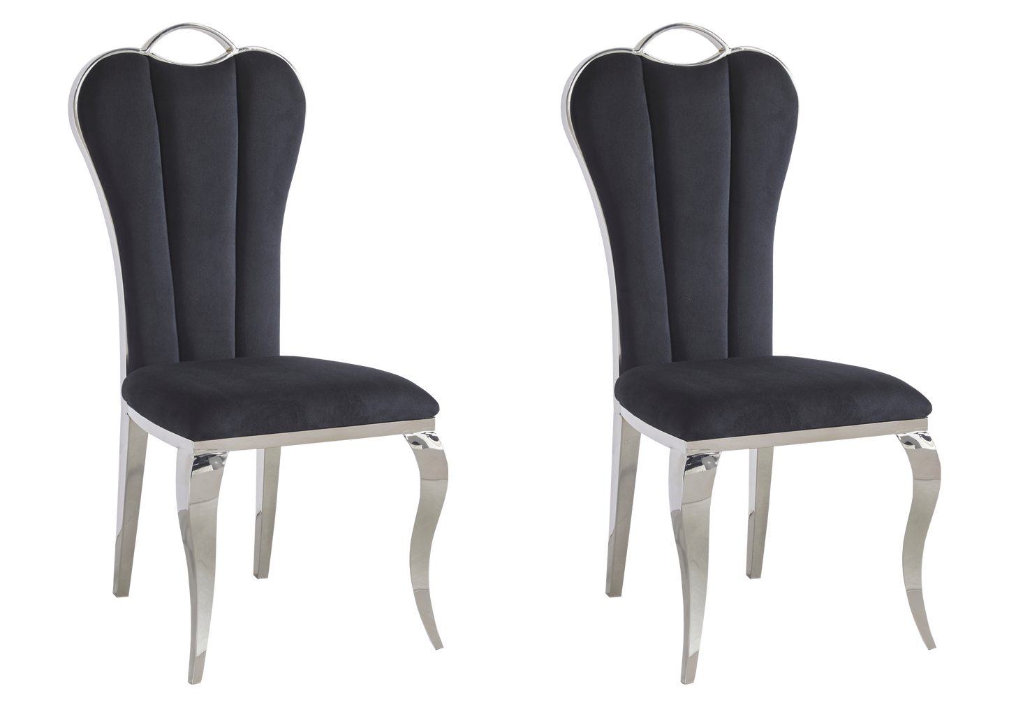 Chaise baroque moderne argentée et velours - Diana x4