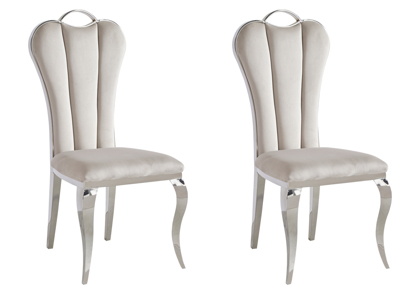 Chaise baroque moderne argentée et velours - Diana x4