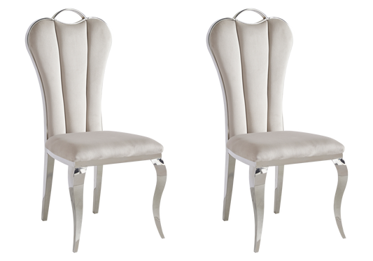 Chaise baroque moderne argentée et velours - Diana x4