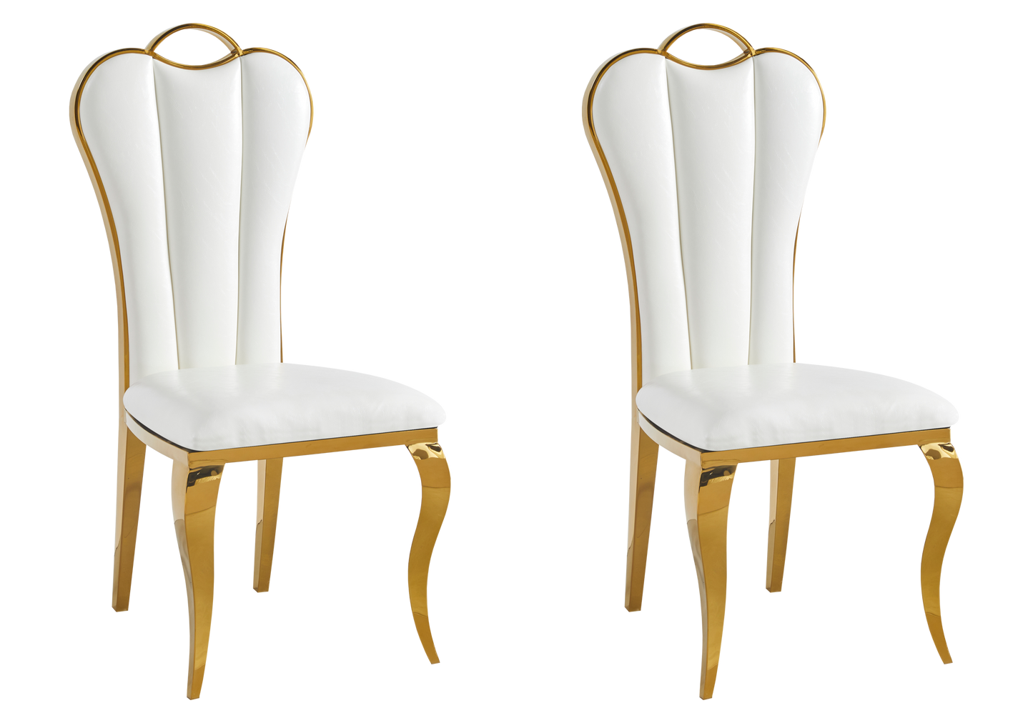 Chaise baroque moderne dorée et similicuir - Diana x4
